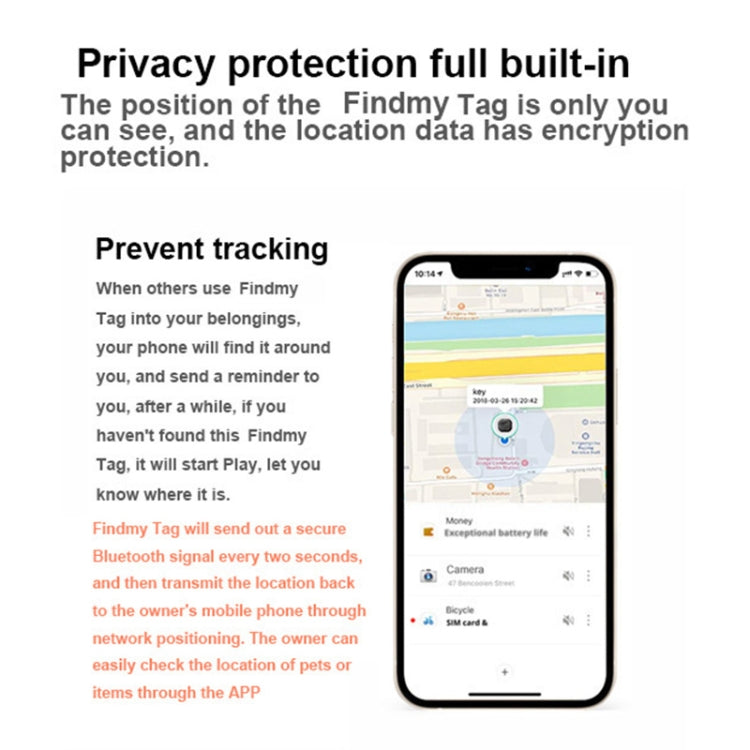 Findmy Tag Special Shape Smart Bluetooth Anti- lost Alarm Locator Tracker(White) by bashfashion