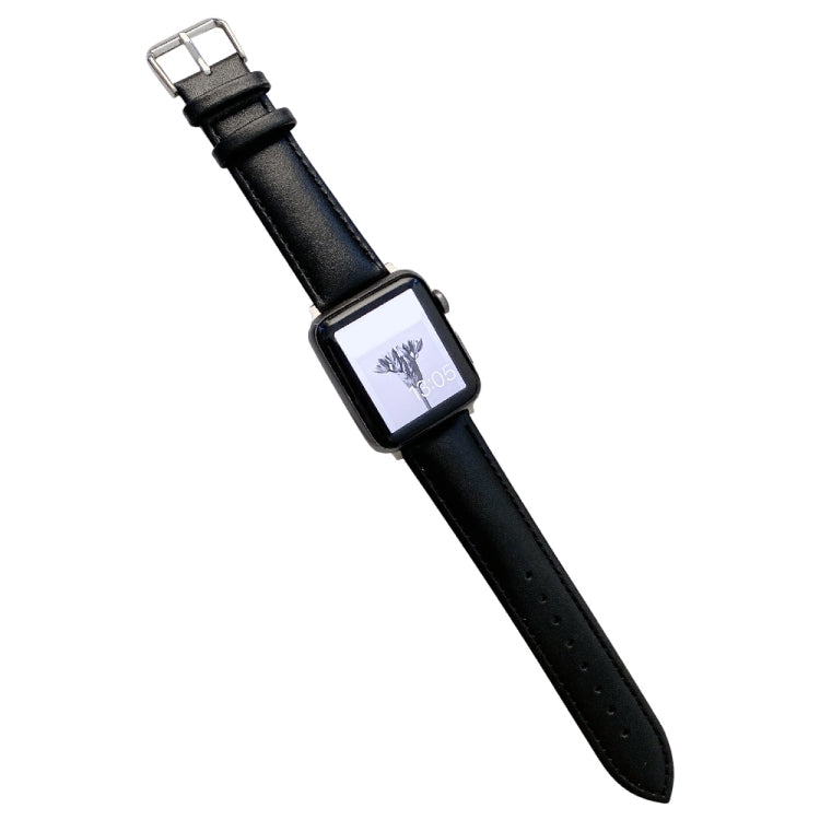 Glossy Leather Watch Band For Apple Watch Ultra 49mm&Watch Ultra 2 49mm / Series 9&8&7 45mm / SE 3&SE 2&6&SE&5&4 44mm / 3&2&1 42mm(Black) by bashfashion