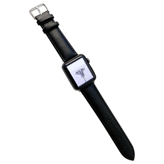 Glossy Leather Watch Band For Apple Watch Ultra 49mm&Watch Ultra 2 49mm / Series 9&8&7 45mm / SE 3&SE 2&6&SE&5&4 44mm / 3&2&1 42mm(Black) by bashfashion