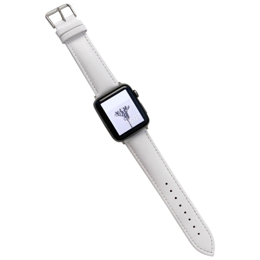 Glossy Leather Watch Band For Apple Watch Ultra 49mm&Watch Ultra 2 49mm / Series 9&8&7 45mm / SE 3&SE 2&6&SE&5&4 44mm / 3&2&1 42mm(White) by bashfashion
