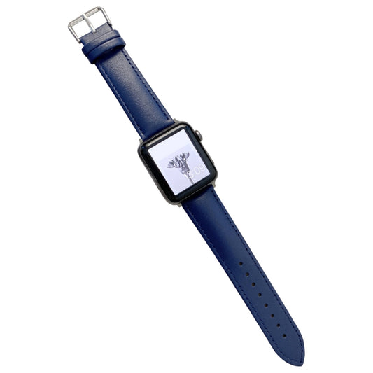 Glossy Leather Watch Band For Apple Watch Ultra 49mm&Watch Ultra 2 49mm / Series 9&8&7 45mm / SE 3&SE 2&6&SE&5&4 44mm / 3&2&1 42mm(Blue) by bashfashion
