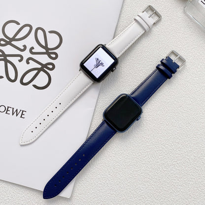 Glossy Leather Watch Band For Apple Watch Ultra 49mm&Watch Ultra 2 49mm / Series 9&8&7 45mm / SE 3&SE 2&6&SE&5&4 44mm / 3&2&1 42mm(Black) by bashfashion