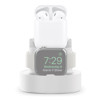 A001 3 In 1 Silicone Charging Holder for iPhone / iWatch / AirPods(White) by bashfashion