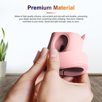 A001 3 In 1 Silicone Charging Holder for iPhone / iWatch / AirPods(Pink) by bashfashion