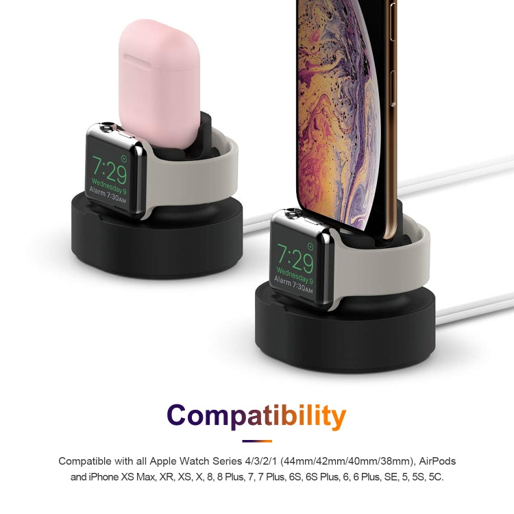 A001 3 In 1 Silicone Charging Holder for iPhone / iWatch / AirPods(Black) by bashfashion