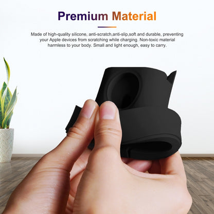 A001 3 In 1 Silicone Charging Holder for iPhone / iWatch / AirPods(Black) by bashfashion