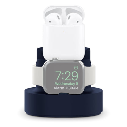 A001 3 In 1 Silicone Charging Holder for iPhone / iWatch / AirPods(Dark Blue) by bashfashion