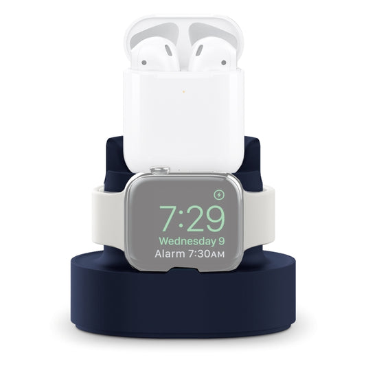 A001 3 In 1 Silicone Charging Holder for iPhone / iWatch / AirPods(Dark Blue) by bashfashion