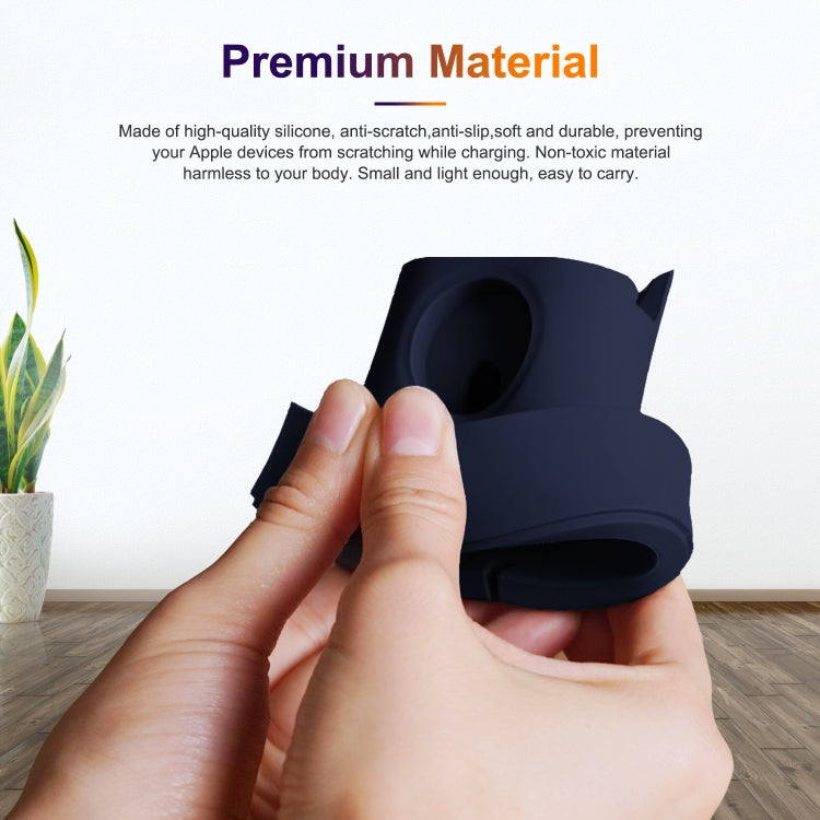 A001 3 In 1 Silicone Charging Holder for iPhone / iWatch / AirPods(Dark Blue) by bashfashion