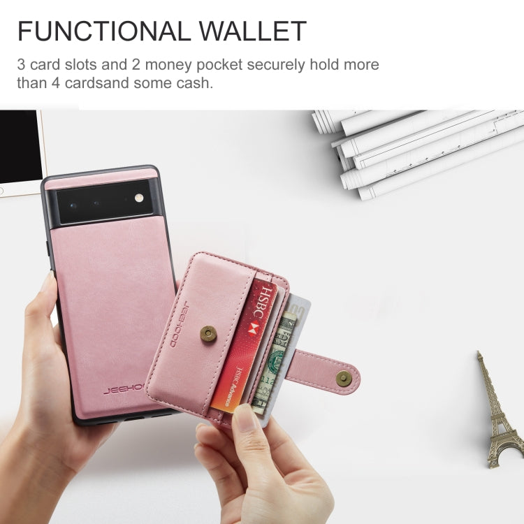 For Google Pixel 7 Pro 5G JEEHOOD RFID Anti-Theft Wallet Magnetic PU+TPU Phone Case(Pink) by JEEHOOD