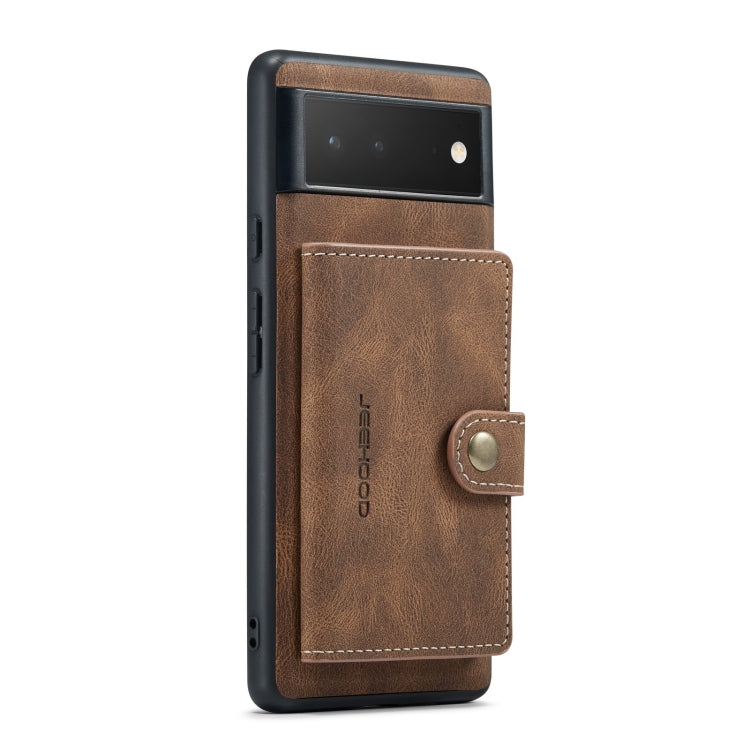 For Google Pixel 7 5G JEEHOOD Retro Magnetic Detachable Wallet Phone Case(Brown) by JEEHOOD
