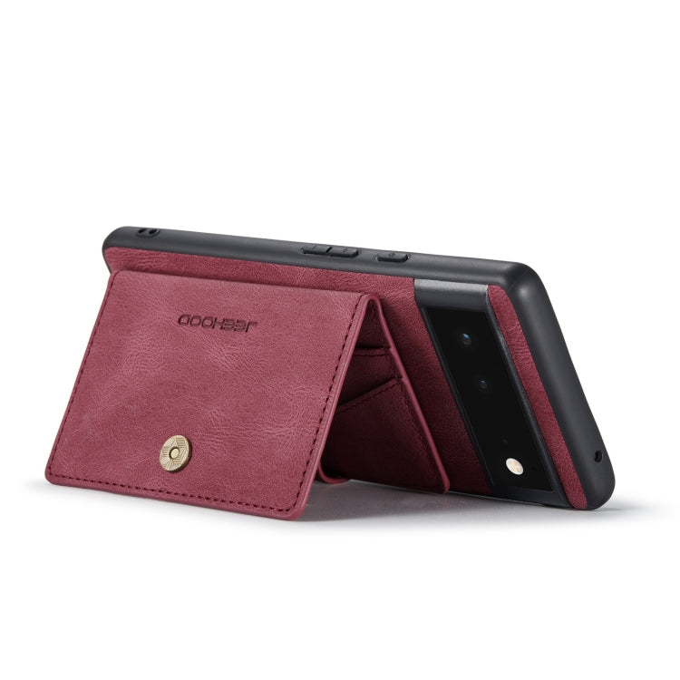 For Google Pixel 7 5G JEEHOOD Retro Magnetic Detachable Wallet Phone Case(Red) by JEEHOOD