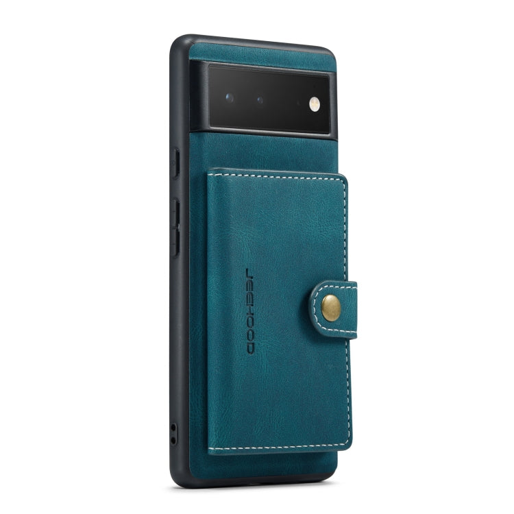 For Google Pixel 7 Pro 5G JEEHOOD Retro Magnetic Detachable Wallet Phone Case(Blue) by JEEHOOD