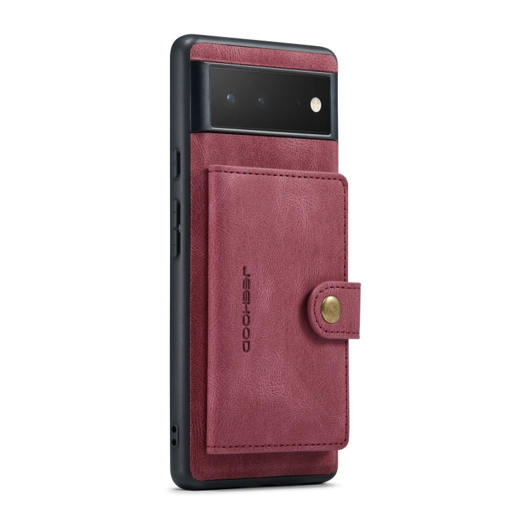 For Google Pixel 7 Pro 5G JEEHOOD Retro Magnetic Detachable Wallet Phone Case(Red) by JEEHOOD