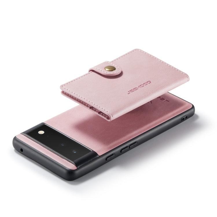 For Google Pixel 7 Pro 5G JEEHOOD Retro Magnetic Detachable Wallet Phone Case(Pink) by JEEHOOD