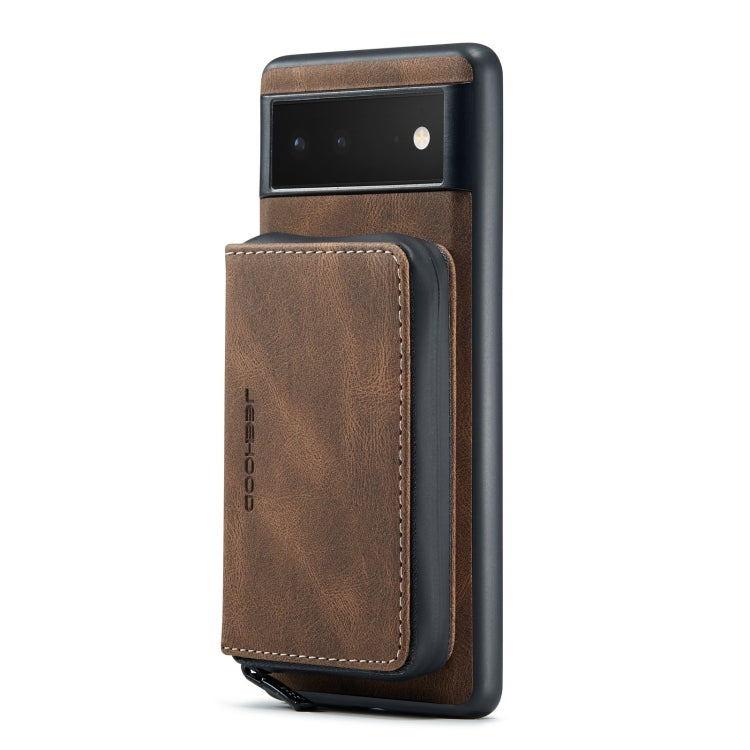 For Google Pixel 7 5G JEEHOOD Magnetic Zipper Wallet Phone Leather Case(Brown) by JEEHOOD