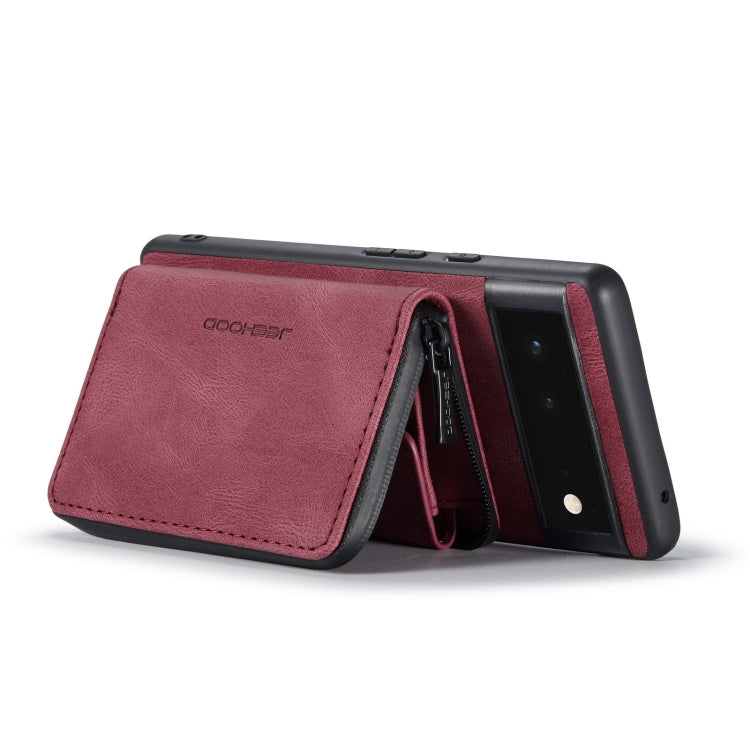 For Google Pixel 7 5G JEEHOOD Magnetic Zipper Wallet Phone Leather Case(Red) by JEEHOOD