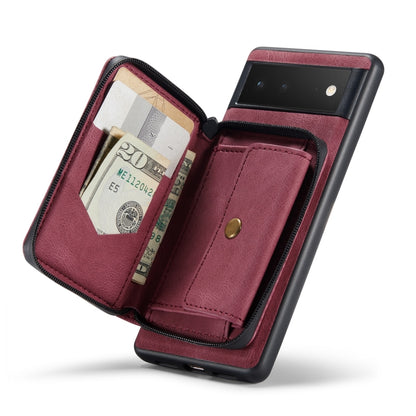 For Google Pixel 7 5G JEEHOOD Magnetic Zipper Wallet Phone Leather Case(Red) by JEEHOOD