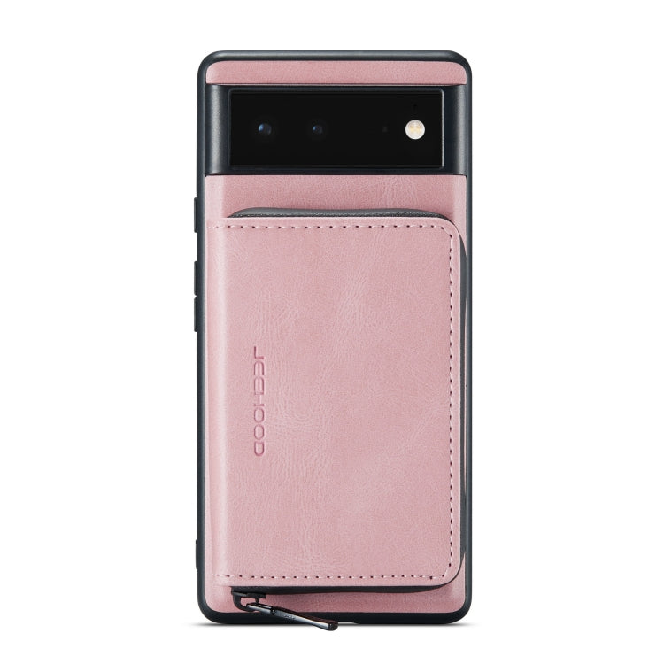For Google Pixel 7 5G JEEHOOD Magnetic Zipper Wallet Phone Leather Case(Pink) by JEEHOOD