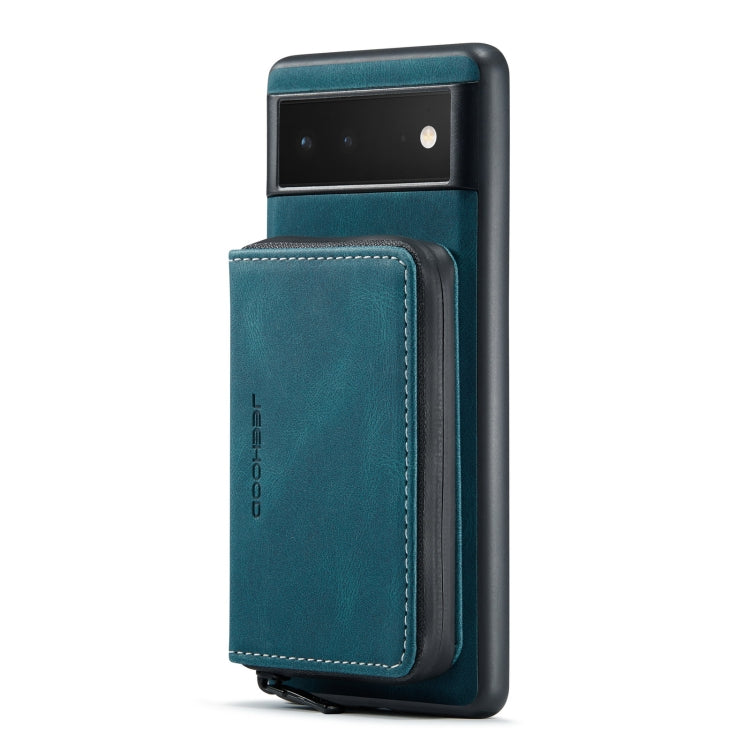 For Google Pixel 7 Pro 5G JEEHOOD Magnetic Zipper Wallet Phone Leather Case(Blue) by JEEHOOD