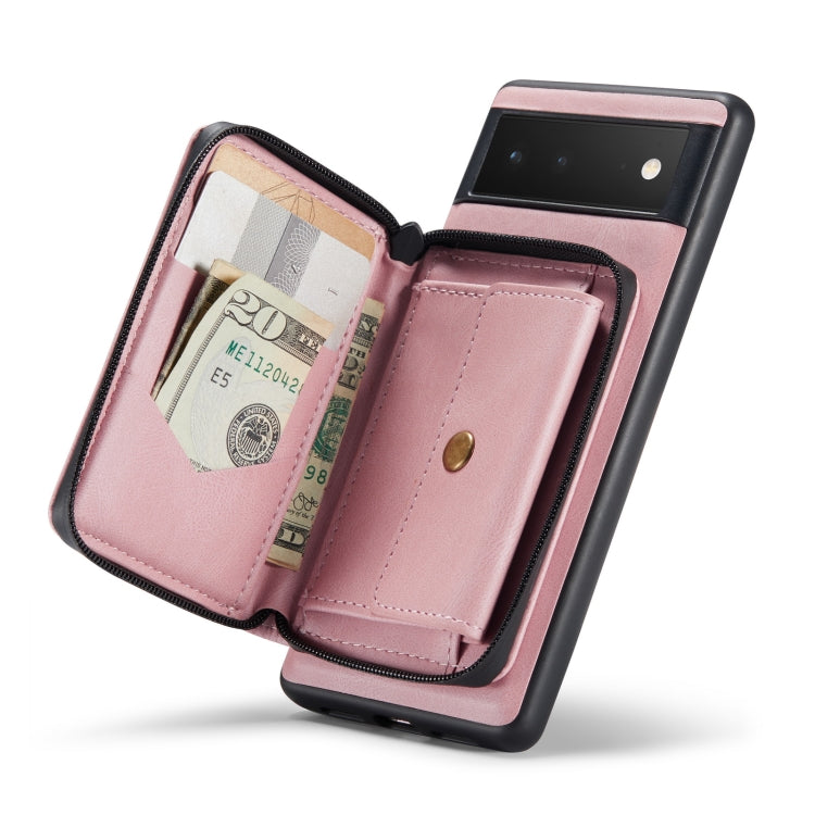 For Google Pixel 7 Pro 5G JEEHOOD Magnetic Zipper Wallet Phone Leather Case(Pink) by JEEHOOD