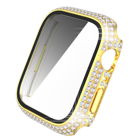 Diamond PC + Tempered Glass Watch Case For Apple Watch Series 9 / 8 / 7 45mm(Gold) by bashfashion