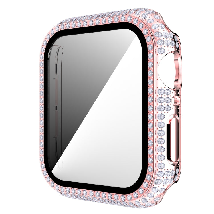 Diamond PC + Tempered Glass Watch Case For Apple Watch Series 6&SE&5&4 40mm(Pink) by bashfashion