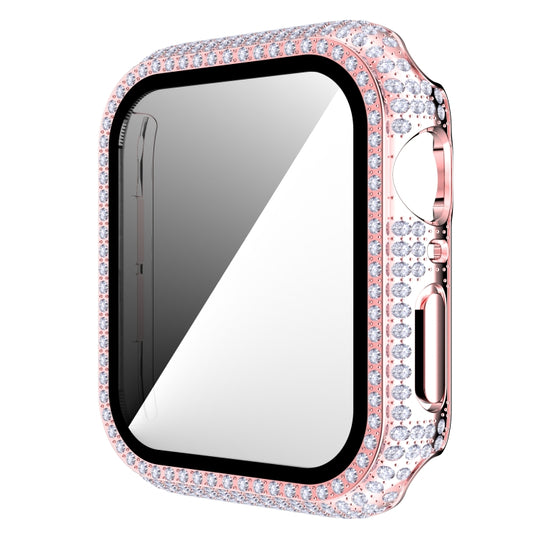 Diamond PC + Tempered Glass Watch Case For Apple Watch Series 6&SE&5&4 40mm(Pink) by bashfashion