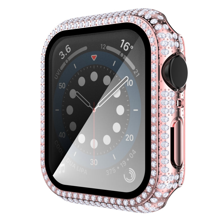Diamond PC + Tempered Glass Watch Case For Apple Watch Series 6&SE&5&4 40mm(Pink) by bashfashion