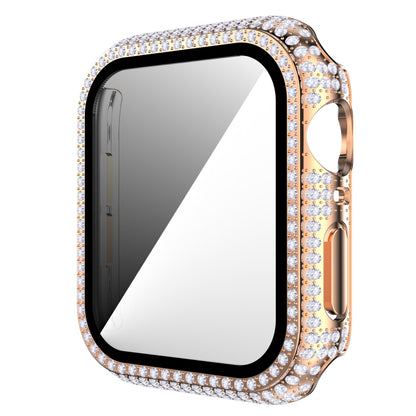 Diamond PC + Tempered Glass Watch Case For Apple Watch Series 6&SE&5&4 44mm(Rose Gold) by bashfashion