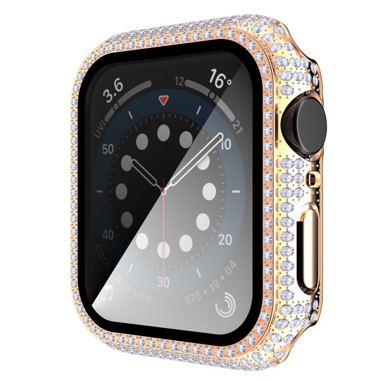 Diamond PC + Tempered Glass Watch Case For Apple Watch Series 6&SE&5&4 44mm(Rose Gold) by bashfashion