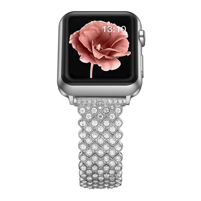 Heart Diamond Metal Watch Band For Apple Watch Series 9&8&7 41mm / SE 3&SE 2&6&SE&5&4 40mm / 3&2&1 38mm(Silver) by bashfashion
