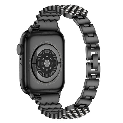 Heart Diamond Metal Watch Band For Apple Watch Series 9&8&7 41mm / SE 3&SE 2&6&SE&5&4 40mm / 3&2&1 38mm(Black) by bashfashion