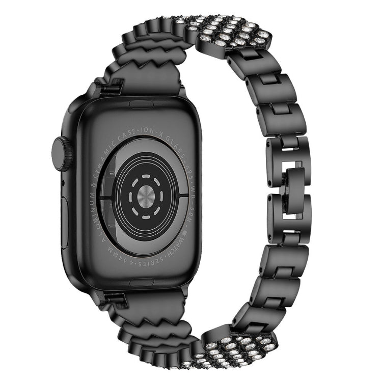 Heart Diamond Metal Watch Band For Apple Watch Ultra 49mm&Watch Ultra 2 49mm / Series 9&8&7 45mm / SE 3&SE 2&6&SE&5&4 44mm / 3&2&1 42mm(Black) by bashfashion