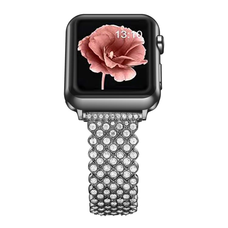 Heart Diamond Metal Watch Band For Apple Watch Ultra 49mm&Watch Ultra 2 49mm / Series 9&8&7 45mm / SE 3&SE 2&6&SE&5&4 44mm / 3&2&1 42mm(Black) by bashfashion