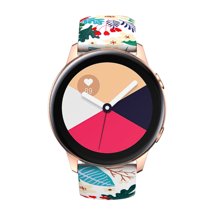 For Samsung Galaxy Watch Active Printing Butterfly Buckle Silicone Watch Band(Flowers) by bashfashion