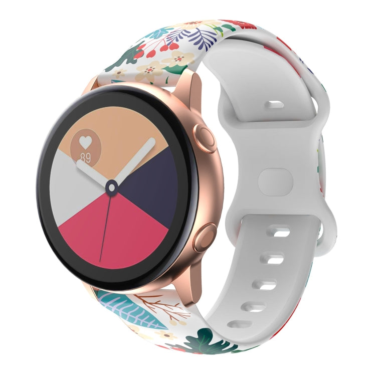 For Samsung Galaxy Watch Active Printing Butterfly Buckle Silicone Watch Band(Flowers) by bashfashion