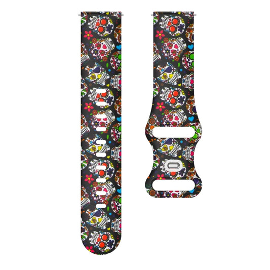 For Samsung Galaxy Watch Active Printing Butterfly Buckle Silicone Watch Band(Colorful Skull) by bashfashion