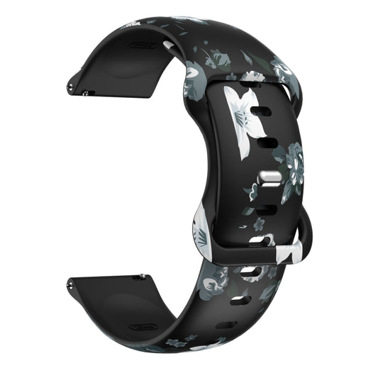 For Samsung Galaxy Watch Active Printing Butterfly Buckle Silicone Watch Band(Grey Flowers) by bashfashion