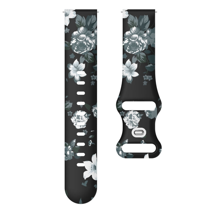 For Samsung Galaxy Watch Active Printing Butterfly Buckle Silicone Watch Band(Grey Flowers) by bashfashion