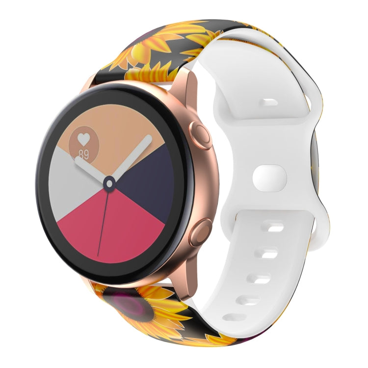 For Samsung Galaxy Watch Active Printing Butterfly Buckle Silicone Watch Band(Sunflower) by bashfashion