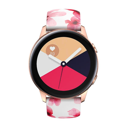 For Samsung Galaxy Watch Active Printing Butterfly Buckle Silicone Watch Band(Red Flowers) by bashfashion
