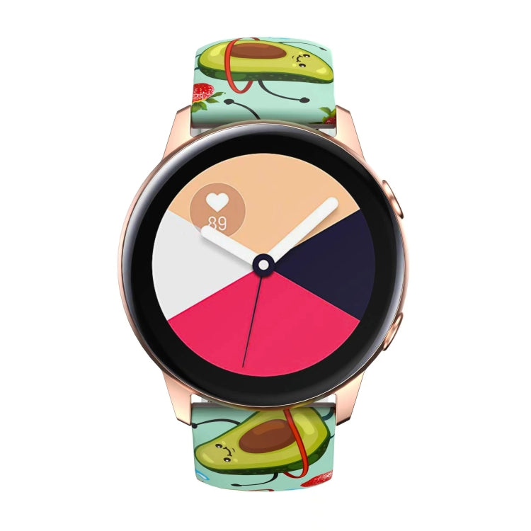 For Samsung Galaxy Watch Active Printing Butterfly Buckle Silicone Watch Band(Avocado) by bashfashion