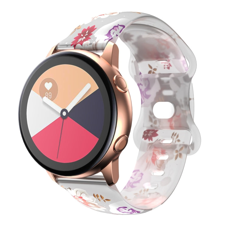 For Samsung Galaxy Watch Active Printing Butterfly Buckle Silicone Watch Band(White Flowers) by bashfashion