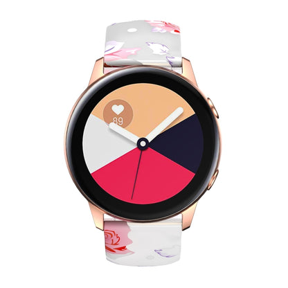 For Samsung Galaxy Watch Active Printing Butterfly Buckle Silicone Watch Band(Pink Flowers) by bashfashion