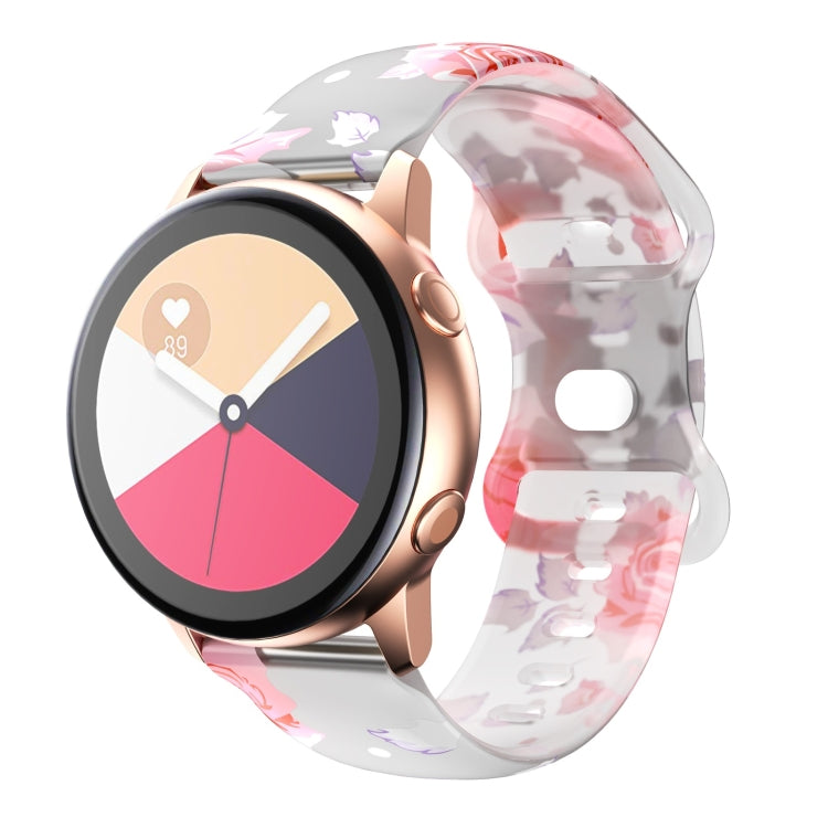 For Samsung Galaxy Watch Active Printing Butterfly Buckle Silicone Watch Band(Pink Flowers) by bashfashion