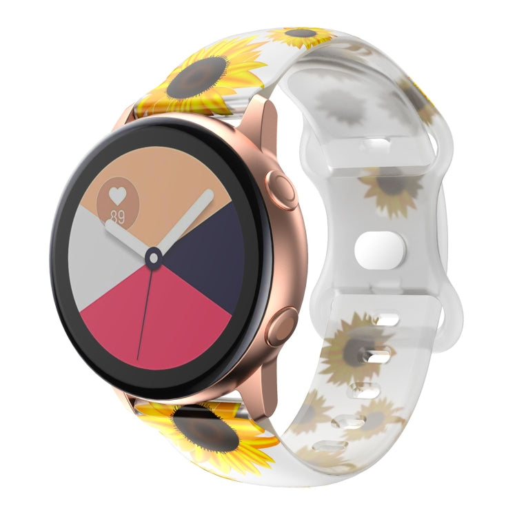 For Samsung Galaxy Watch Active Printing Butterfly Buckle Silicone Watch Band(Transparent Sunflower) by bashfashion