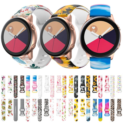 For Samsung Galaxy Watch Active Printing Butterfly Buckle Silicone Watch Band(Pink Flowers) by bashfashion