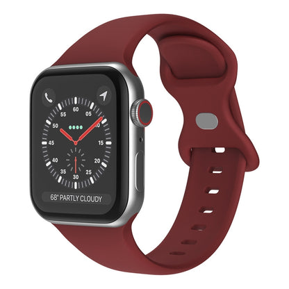 Butterfly Buckle Silicone Watch Band, Size: S For Apple Watch Series 9&8&7 41mm / SE 3&SE 2&6&SE&5&4 40mm / 3&2&1 38mm(Wine Red) by bashfashion
