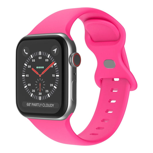 Butterfly Buckle Silicone Watch Band, Size: S For Apple Watch Series 9&8&7 41mm / SE 3&SE 2&6&SE&5&4 40mm / 3&2&1 38mm(Pink) by bashfashion
